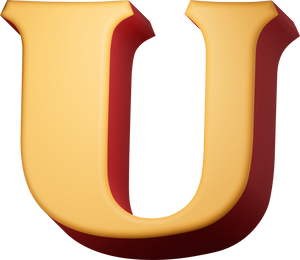 Quirky 3D Vintage Psychedelic Letter U