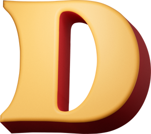 Quirky 3D Vintage Psychedelic Letter D